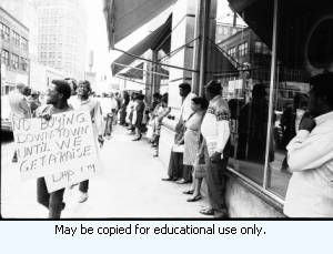 Boycott; Protestors outside Rich's Department Store, Atlanta, Georgia, April 11, 1970.