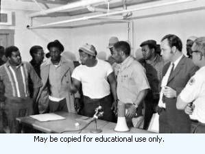 Sanitation workers strike meeting, Atlanta, Georgia, March 20, 1970. This is part of a series labled "Sheraton Emory Garbage Strike."