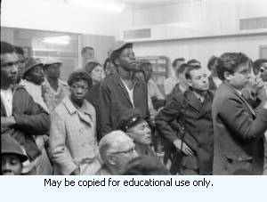 Sanitation workers strike meeting, Atlanta, Georgia, March 20, 1970. This is part of a series labled "Sheraton Emory Garbage Strike."