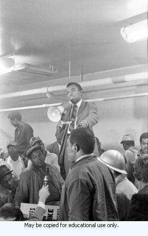 Sanitation workers strike meeting, Atlanta, Georgia, March 20, 1970. This is part of a series labled "Sheraton Emory Garbage Strike."