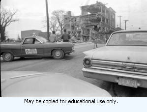 Demolition of building in downtown Atlanta, Georgia, March 1970.
