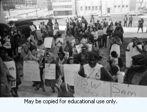 Atlanta Garbage Strike, 1970. Strike march in downtown Atlanta, Georgia, March 28, 1970. Part of a series of photos labeled "Strike march."