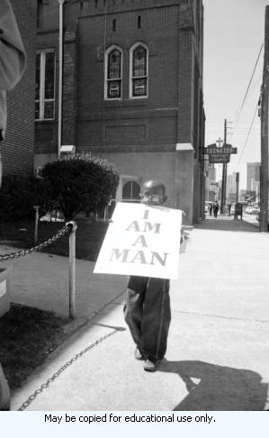 Atlanta sanitation workers strike supporters' "King Memorial Rally," at the Martin Luther King's grave site, and the Martin Luther King, Jr. Center for Nonviolent Social Change, Auburn Avenue, Atlanta, Georgia, April 4, 1970.
