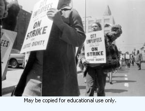 Atlanta Garbage Strike, 1970. Strike march in downtown Atlanta, Georgia, March 28, 1970. Part of a series of photos labeled "Strike march."
