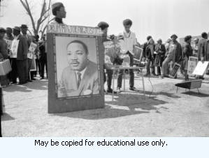 Atlanta sanitation workers strike supporters' "King Memorial Rally," at the Martin Luther King's grave site, and the Martin Luther King, Jr. Center for Nonviolent Social Change, Auburn Avenue, Atlanta, Georgia, April 4, 1970."