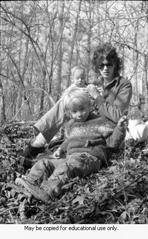 Coffin family in the woods, 1974.