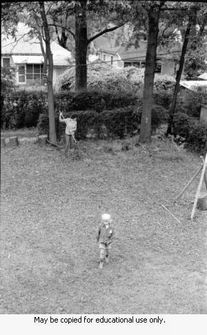 Coffin family yard work, Atlanta, Georgia, 1973.
