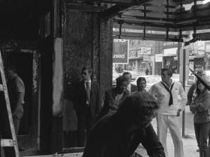 Inspecting the damage: "Atlantis Rising bombing," Atlanta, Georgia, September 11, 1969.