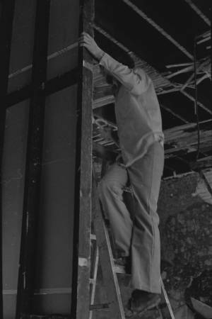 Inspecting the damage: "Atlantis Rising bombing," Atlanta, Georgia, September 11, 1969.