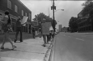 "Anti-draft demo" at the Fulton County Selective Service Board offices, Atlanta, Georgia, June, 1971.