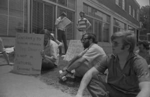 "Anti-draft demo" at the Fulton County Selective Service Board offices, Atlanta, Georgia, June, 1971.