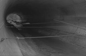 Construction site under trestle, Georgia, 1977.