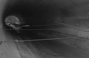 Construction site under trestle, Georgia, 1977.