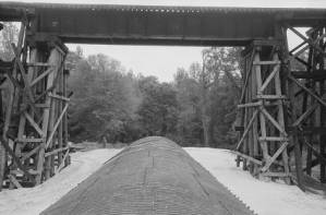 Construction site under trestle, Georgia, 1977.
