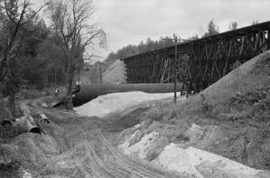 Construction site under trestle, Georgia, 1977.