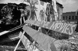Hippies creating counter-culture Graffiti, Atlanta, Georgia, circa 1969.