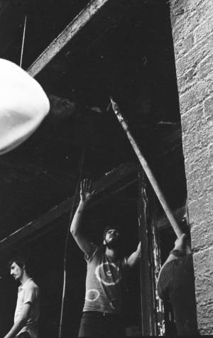 Cleaning up after the Atlantis Rising collective store bombing, Atlanta, Georgia, September 11, 1969.