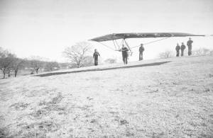Hang gliding in Piedmont Park, Atlanta, Georgia, January, January 3, 1975.
