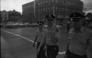 Police patroling "the Strip" in midtown Atlanta, Georgia, circa 1969.