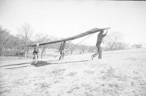 Hang gliding in Piedmont Park, Atlanta, Georgia, January, January 3, 1975.