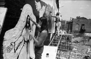 Hippies creating counter-culture Graffiti, Atlanta, Georgia, circa 1969.