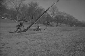 Hang gliding in Piedmont Park, Atlanta, Georgia, January, January 3, 1975.