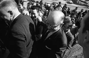 Lester Maddox at press conference outside the Georgia State Capitol Building, Atlanta, Georgia, January, 1970.