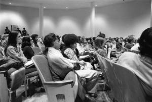 The audiance at a Black Panther Party meeting, 1970