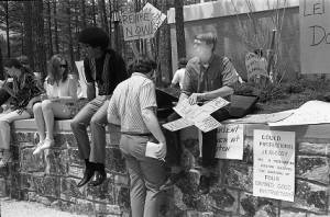 Student demonstration at Clayton Junior College, 1970