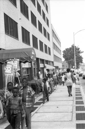National Welfare Rights Organization members protesting against the Health, Education, and Welfare's (HEW) refusal to implement the 1967 amendment to the Social Security Act, 1969