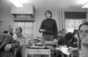 New Mobilization Committee to End the War in Vietnam members hold an anti-war conference at Emory University, January 1970