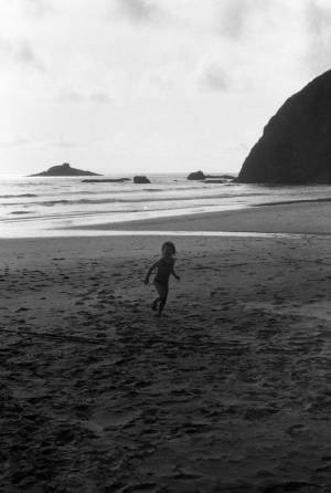 Child running on the Pacific Coast, 1969