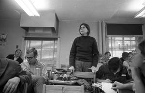 New Mobilization Committee to End the War in Vietnam members hold an anti-war conference at Emory University, January 1970