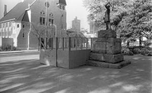 Preparations for an anti-war rally in front of the Georgia State Capitol Building, 1968