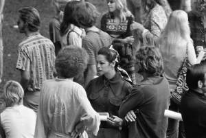 Crowds gather for a free concert in Piedmont Park the day after the Atlanta International Pop Festival, 1969