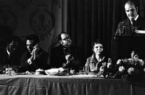 South Dakota senator George McGovern speaks at the Georgia ACLU Bill of Rights dinner, 1969