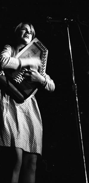 Anne Romaine playing the autoharp at the Appalachian Mountain Festival, 1968