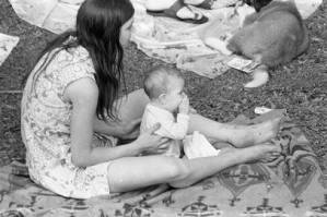 Crowds gather for a free concert in Piedmont Park the day after the Atlanta International Pop Festival, 1969