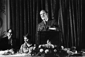 South Dakota senator George McGovern speaks at the Georgia ACLU Bill of Rights dinner, 1969