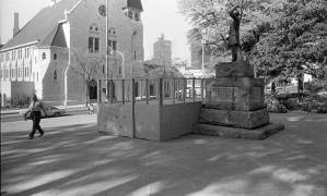 Preparations for an anti-war rally in front of the Georgia State Capitol Building, 1968