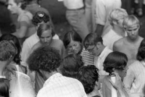 Crowds gather for a free concert in Piedmont Park the day after the Atlanta International Pop Festival, 1969