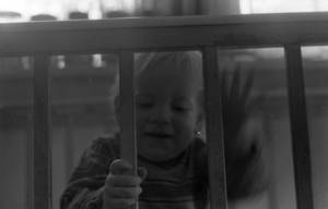 Zachary Coffin in his crib, 1969