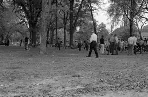 Hippies rally in Piedmont Park to protest police brutality, October 1969