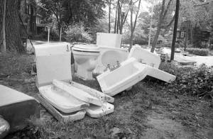 Removed toilets and sinks, 1969