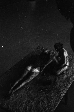Sculpture of two women at the beach, 1969