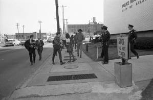 Pro Black Panther protest outside Atlanta's Police Headquarters, 1969