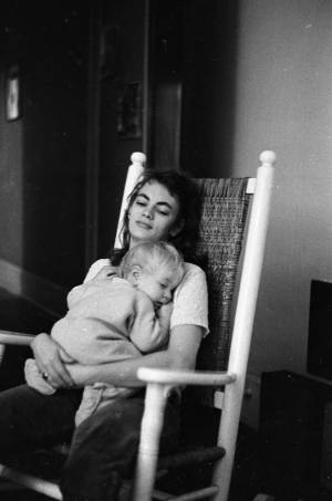 Stephanie Coffin holding her son Zachary, 1969