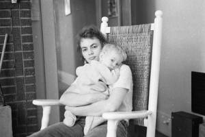 Stephanie Coffin holding her son Zachary, 1969