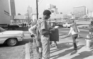Pro Black Panther protest outside Atlanta's Police Headquarters, 1969