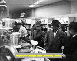 Distributive, Processing, and Office Workers of America, District 65 "Consumer Service" homegoods members only department store, New York, New York, circa 1950s